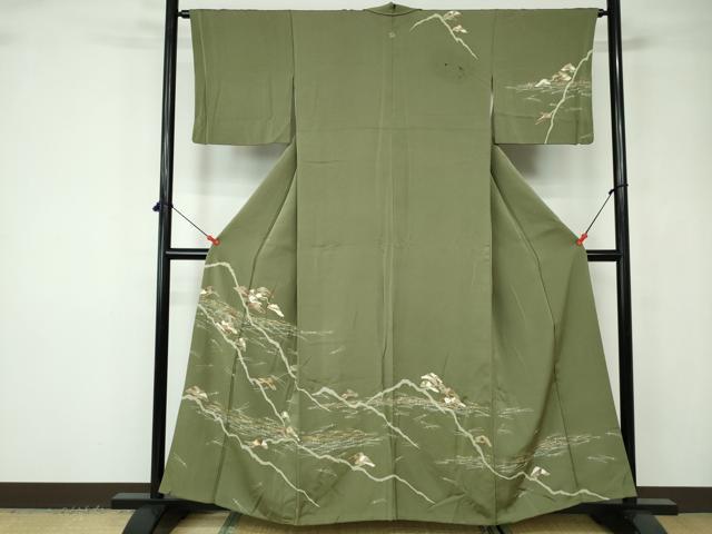 平和屋着物■訪問着 駒刺繍 枝松文 金彩 正絹 逸品 DABC9462qa