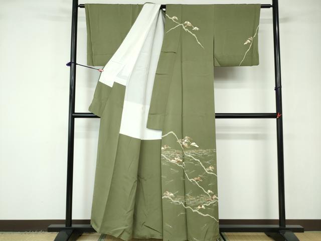 平和屋着物■訪問着 駒刺繍 枝松文 金彩 正絹 逸品 DABC9462qa