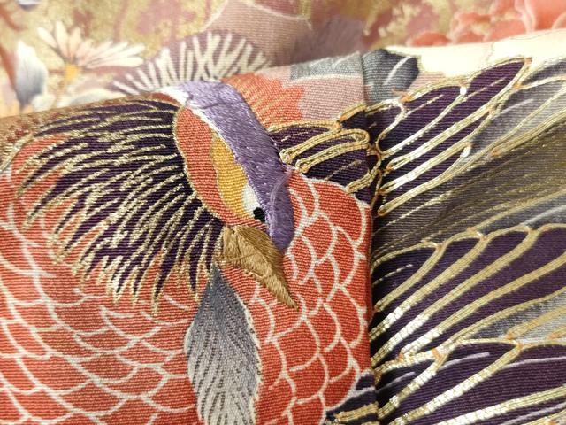 平和屋着物■豪華黒留袖 駒刺繍 花鳥枝松文 金彩 正絹 逸品 DABC9466qa