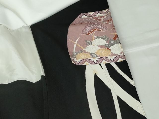 平和屋着物■豪華黒留袖 駒刺繍 花鳥枝松文 金彩 正絹 逸品 DABC9466qa