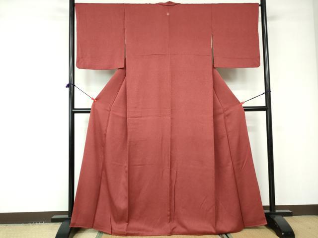 平和屋着物□上質な色無地 霞地紋 鳶色 正絹 逸品 DABC9483qa
