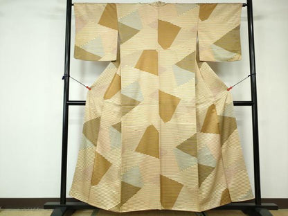 平和屋着物■上質な小紋 切嵌横段文 正絹 逸品 DABC9489qa