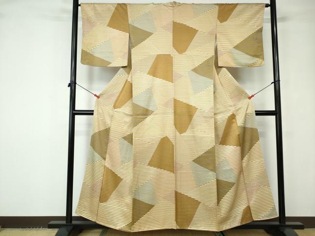 平和屋着物■上質な小紋 切嵌横段文 正絹 逸品 DABC9489qa