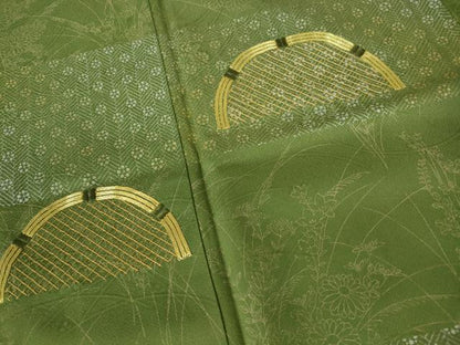 平和屋着物■訪問着 駒刺繍 草花文 金銀彩 正絹 逸品 DABC9504qa