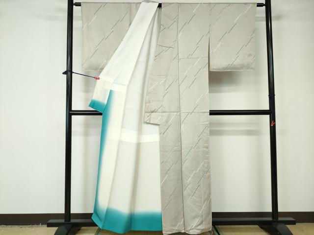 平和屋着物■上質な小紋 絞り 幾何学文 正絹 逸品 DABC9505qa