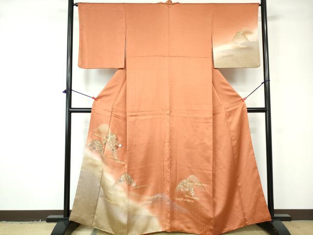 平和屋着物■訪問着 刺繍 重ね山花文 暈し染め 金彩 正絹 逸品 DABC9507qa