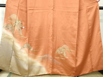 平和屋着物■訪問着 刺繍 重ね山花文 暈し染め 金彩 正絹 逸品 DABC9507qa