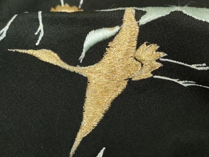 平和屋着物■豪華黒留袖　刺繍　群鶴文　金銀糸　正絹　逸品　DABC9510qa