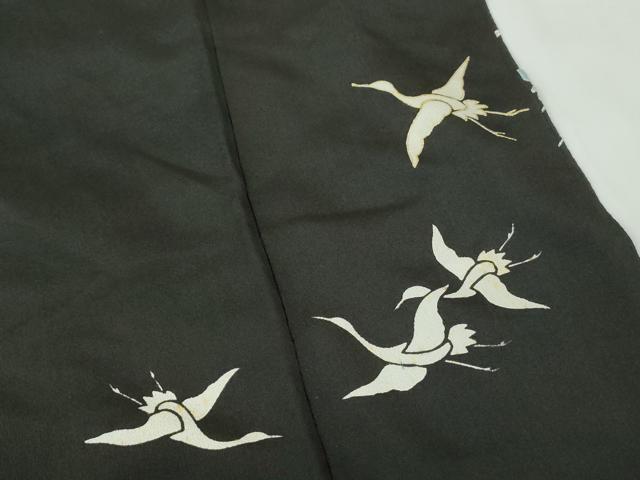 平和屋着物■豪華黒留袖　刺繍　群鶴文　金銀糸　正絹　逸品　DABC9510qa