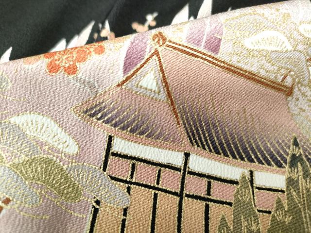 平和屋着物■豪華黒留袖　風景花文　暈し染め　金彩　正絹　逸品　DABC9513qa