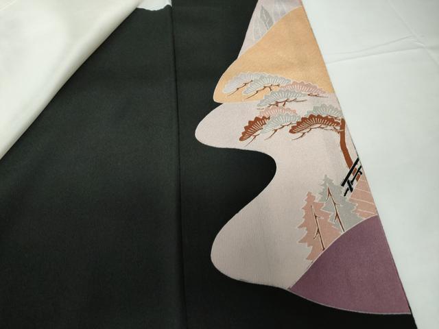 平和屋着物■豪華黒留袖　風景花文　暈し染め　金彩　正絹　逸品　DABC9513qa