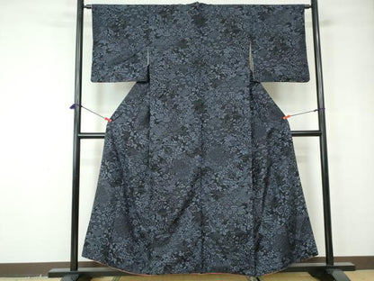 平和屋着物■上質な小紋　紬地　松皮菱花文　正絹　逸品　DABC9516qa