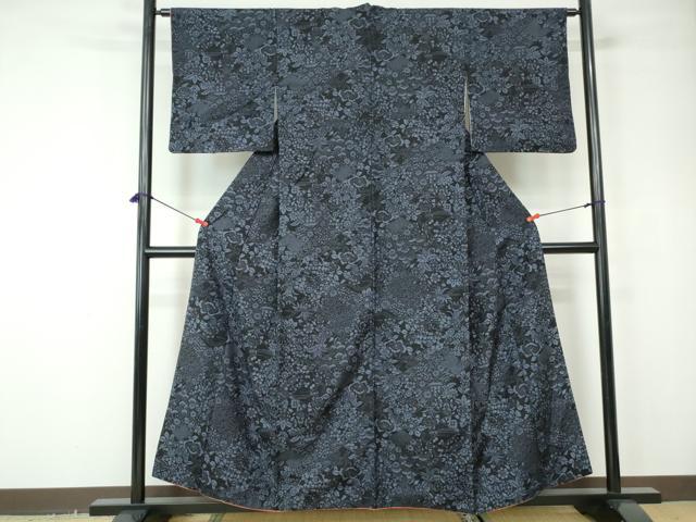 平和屋着物■上質な小紋　紬地　松皮菱花文　正絹　逸品　DABC9516qa