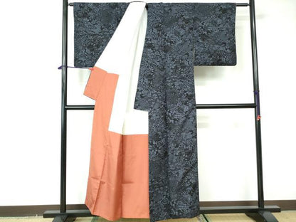 平和屋着物■上質な小紋　紬地　松皮菱花文　正絹　逸品　DABC9516qa