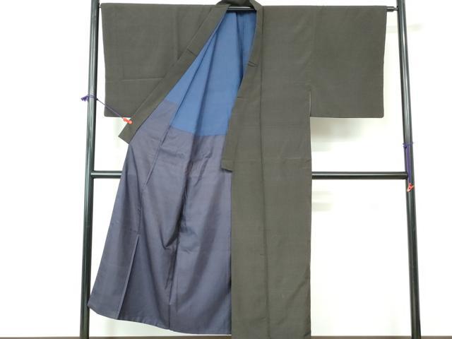 平和屋着物■男性　紬　格子文　正絹　逸品　DABC9517qa