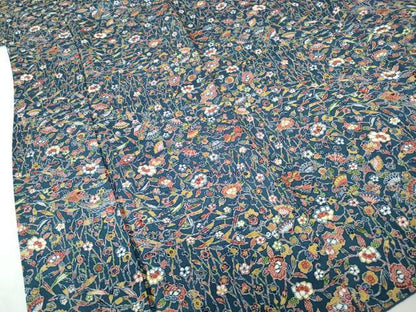 平和屋着物■上質な小紋 扇面花文 鬼しぼ縮緬 正絹 逸品 DABC9518qa