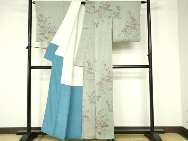 平和屋着物■訪問着　流水花文　舟　正絹　逸品　DABC9528qp