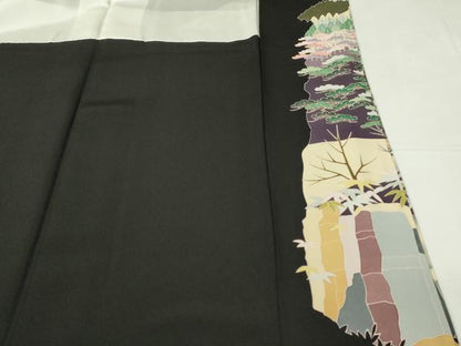 平和屋着物■豪華黒留袖　友禅　作家物　風景文　正絹　逸品　DABC9539qp