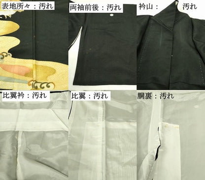 平和屋着物■豪華黒留袖　刺繍　尾長鳥文　金彩　正絹　逸品　DABC9540qp