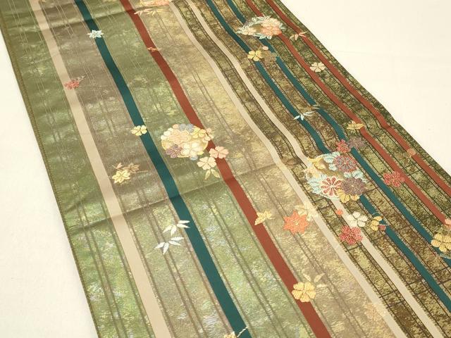 平和屋着物◎六通柄袋帯 花丸文 金糸 正絹 逸品 DABC9553qp