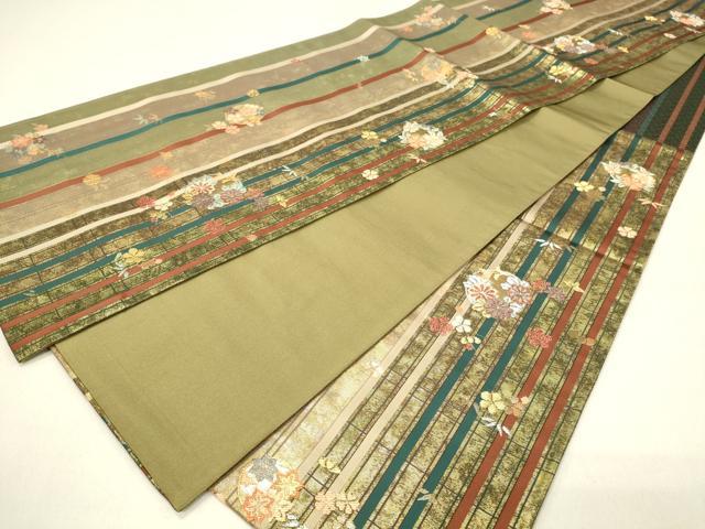 平和屋着物◎六通柄袋帯 花丸文 金糸 正絹 逸品 DABC9553qp