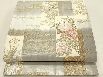 平和屋着物◎六通柄袋帯　唐織　おぐらの里　金銀糸　正絹　逸品　DABC9558qp