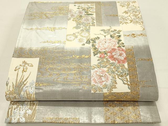 平和屋着物◎六通柄袋帯　唐織　おぐらの里　金銀糸　正絹　逸品　DABC9558qp
