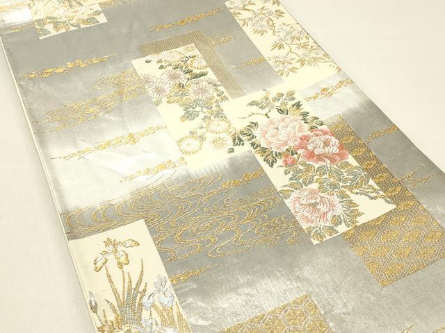 平和屋着物◎六通柄袋帯　唐織　おぐらの里　金銀糸　正絹　逸品　DABC9558qp