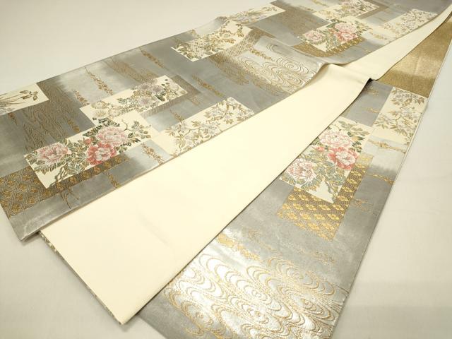 平和屋着物◎六通柄袋帯　唐織　おぐらの里　金銀糸　正絹　逸品　DABC9558qp