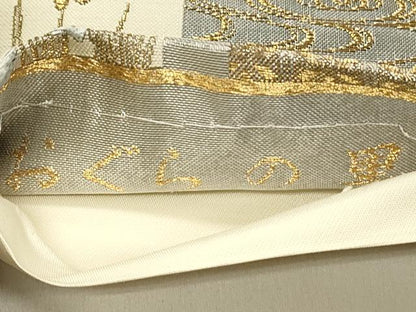 平和屋着物◎六通柄袋帯　唐織　おぐらの里　金銀糸　正絹　逸品　DABC9558qp