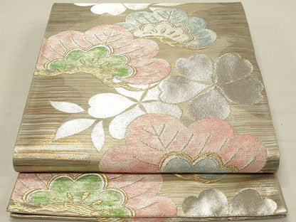 平和屋着物◎六通柄袋帯　枝松文　金銀糸　正絹　逸品　DABC9565qp