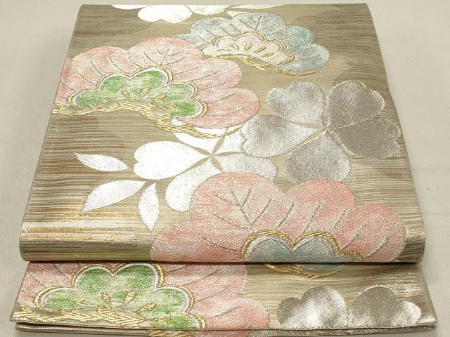 平和屋着物◎六通柄袋帯　枝松文　金銀糸　正絹　逸品　DABC9565qp