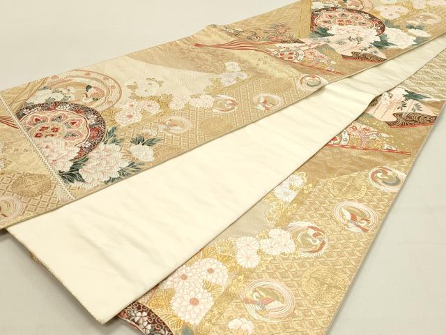平和屋着物◎六通柄袋帯　唐織　鳳凰花文　金糸　正絹　逸品　DABC9586qp