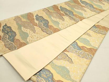 平和屋着物◎六通柄袋帯　吉祥花文　金銀糸　正絹　逸品　DABC9588qp