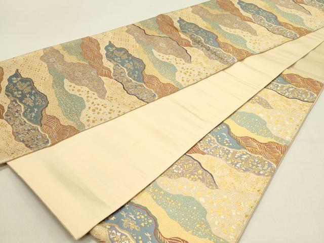 平和屋着物◎六通柄袋帯　吉祥花文　金銀糸　正絹　逸品　DABC9588qp