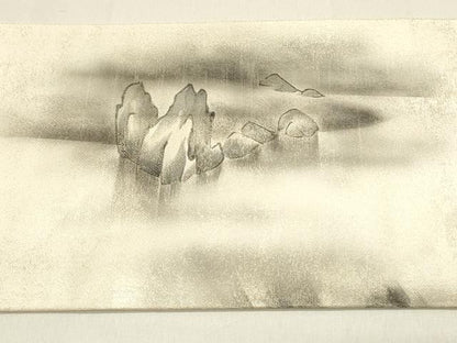 平和屋着物◎つけ帯　手描き　川辺文　銀彩　正絹　逸品　DABC9589qp