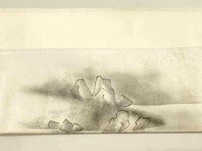 平和屋着物◎つけ帯　手描き　川辺文　銀彩　正絹　逸品　DABC9589qp