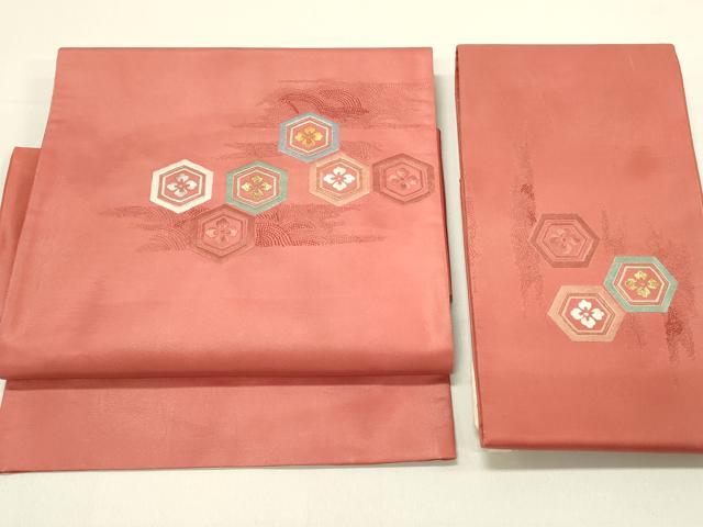平和屋着物◎中国三大刺繍 相良刺繍 つけ帯 亀甲花文 正絹 逸品 DABC9590qp