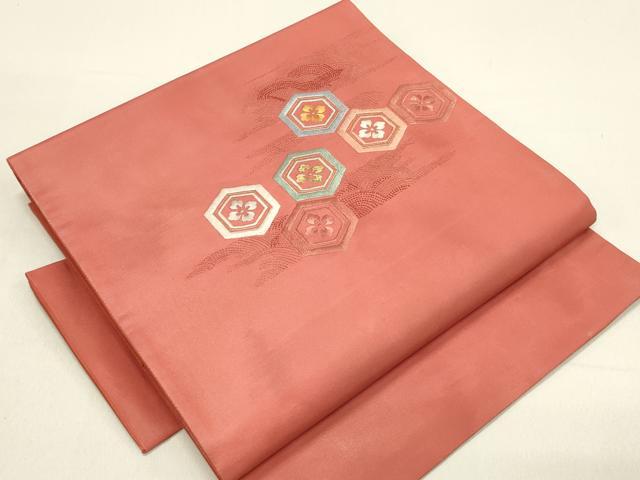 平和屋着物◎中国三大刺繍 相良刺繍 つけ帯 亀甲花文 正絹 逸品 DABC9590qp