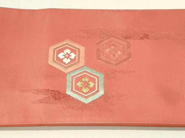 平和屋着物◎中国三大刺繍 相良刺繍 つけ帯 亀甲花文 正絹 逸品 DABC9590qp