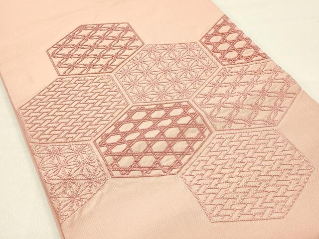 平和屋着物◎西陣　太鼓柄袋帯　総刺繍　吉祥文　正絹　逸品　DABC9603qp