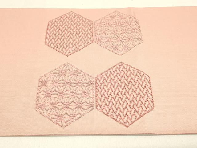 平和屋着物◎西陣　太鼓柄袋帯　総刺繍　吉祥文　正絹　逸品　DABC9603qp