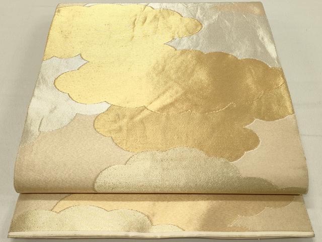 平和屋着物◎六通柄袋帯　雲取り文　金糸　正絹　逸品　DABC9607qp