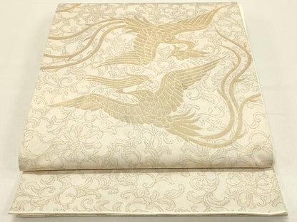 平和屋着物◎六通柄袋帯　鳳凰更紗花文　金糸　正絹　逸品　DABC9608qp