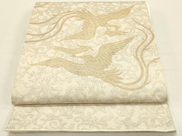 平和屋着物◎六通柄袋帯　鳳凰更紗花文　金糸　正絹　逸品　DABC9608qp