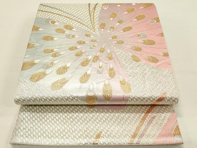 平和屋着物◎六通柄袋帯　唐織　孔雀羽舞蝶文　金銀糸　正絹　逸品　DABC9614qp