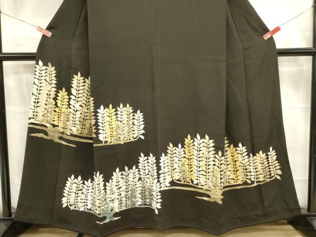 平和屋着物■豪華黒留袖　刺繍　樹林文　金銀彩　正絹　逸品　DABC9635qp