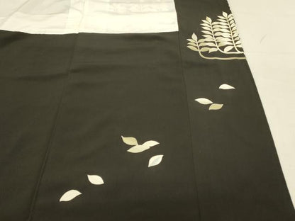 平和屋着物■豪華黒留袖　刺繍　樹林文　金銀彩　正絹　逸品　DABC9635qp