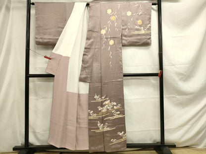平和屋着物■訪問着 エ霞草花文 金彩 正絹 逸品 DABC9636qp