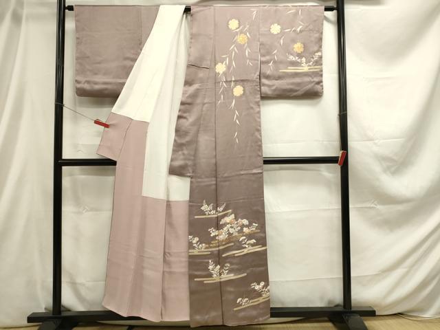 平和屋着物■訪問着 エ霞草花文 金彩 正絹 逸品 DABC9636qp